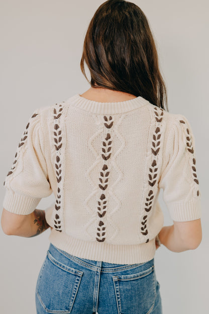 By Together | Lattice Stitch Sweater | Natural Chocolate