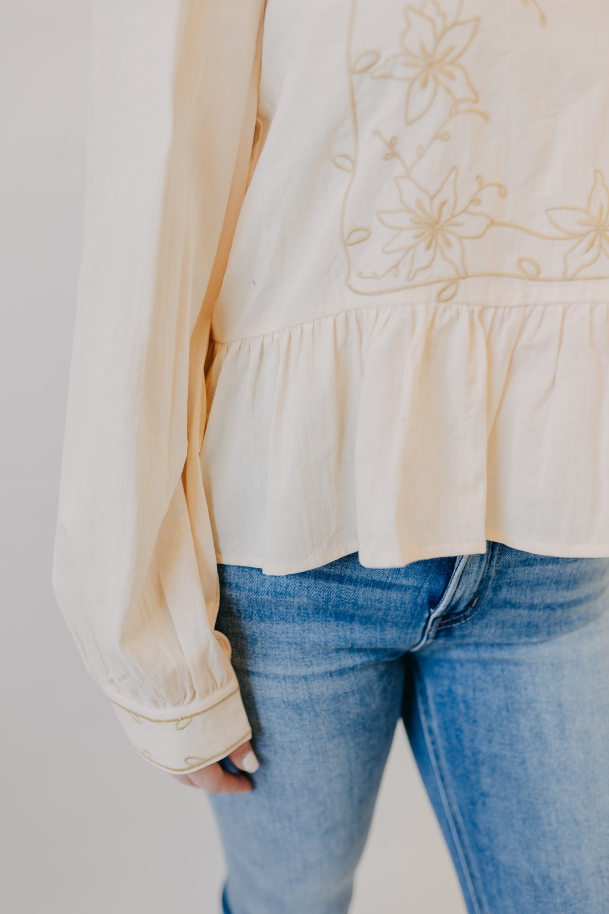 By Together | Rhiannon Peplum Woven Top | Cream