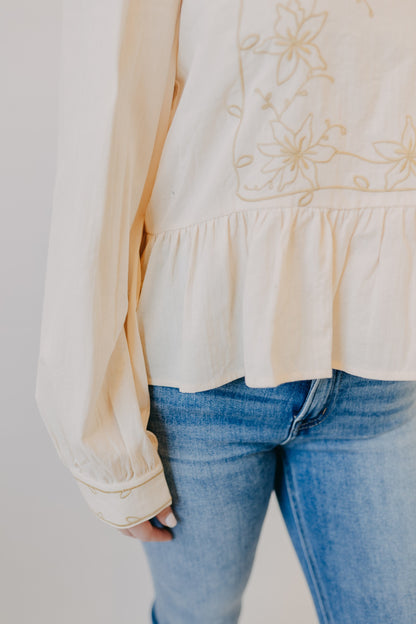 By Together | Rhiannon Peplum Woven Top | Cream