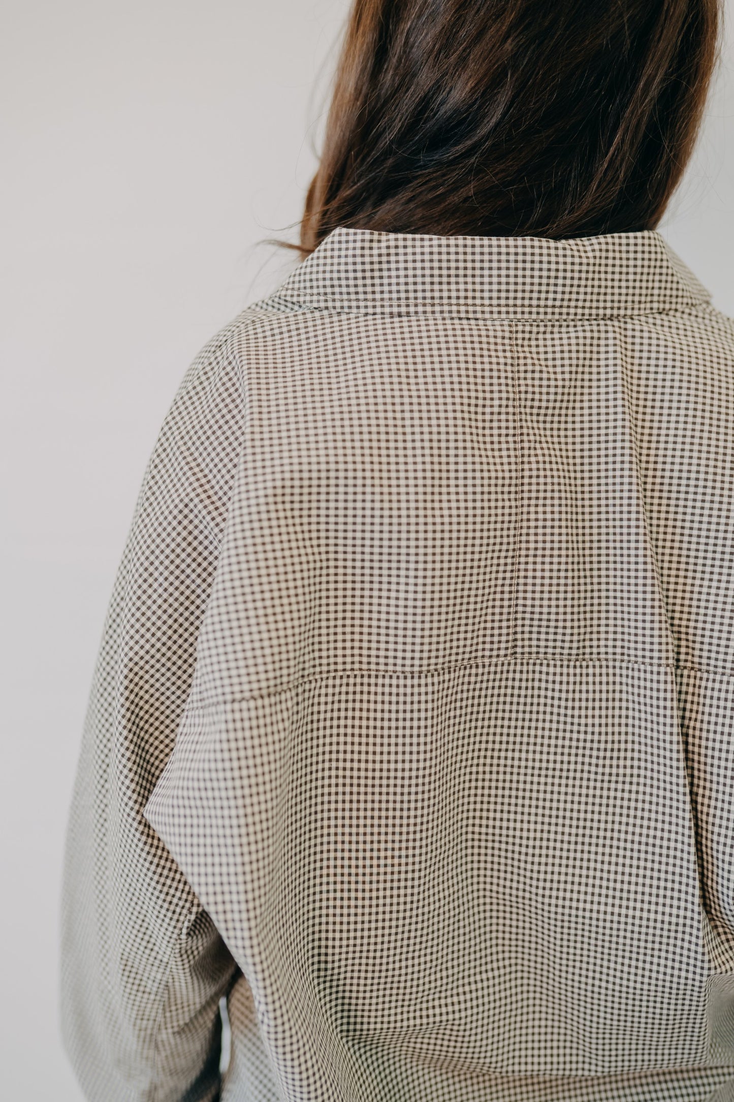 Z Supply | On Duty Gingham Button Up Top | Dark Chocolate