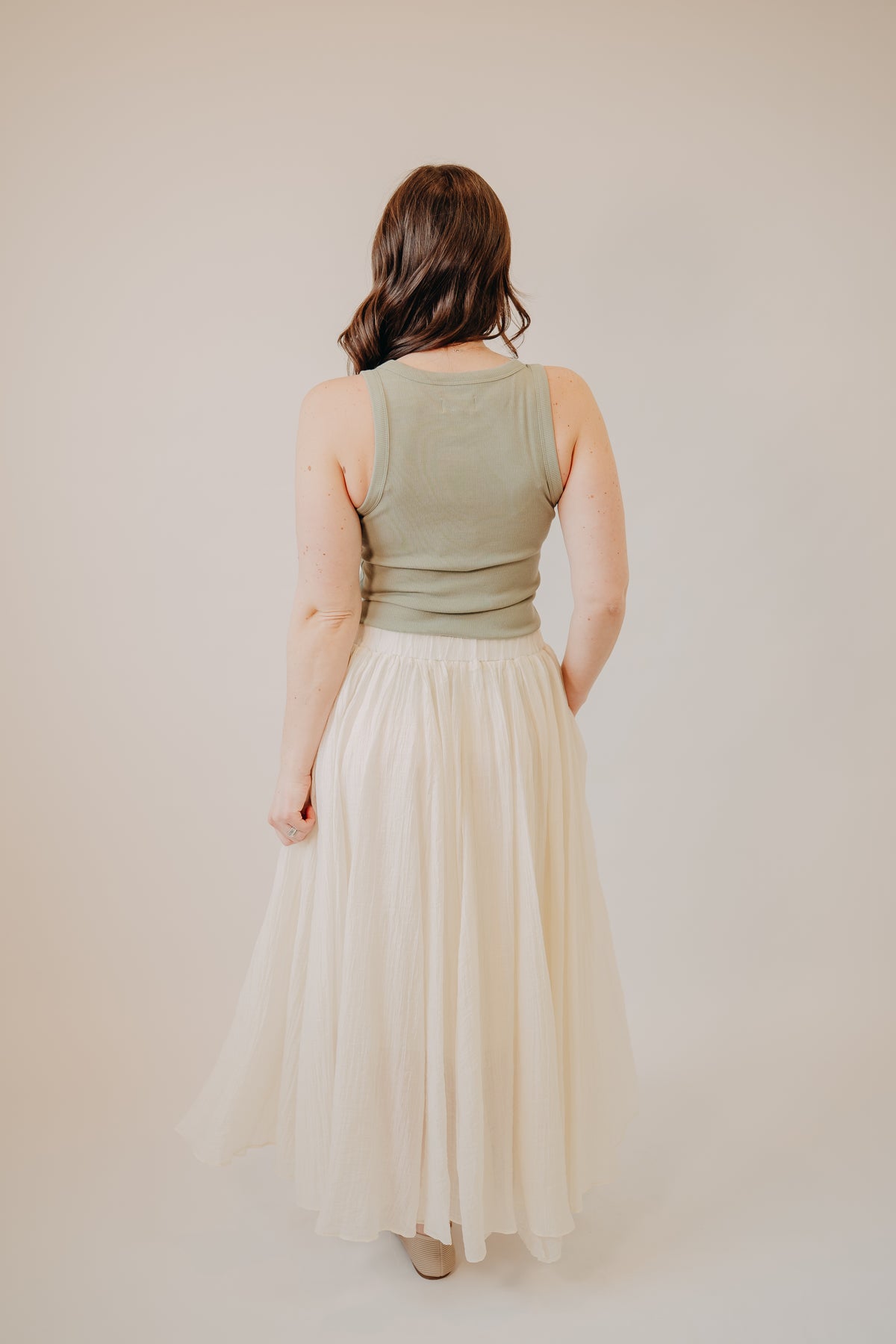 Fun2Fun | Crinkle Woven Maxi Skirt | Cream