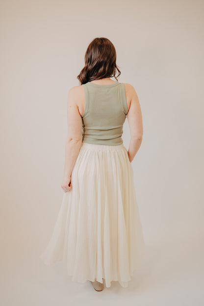 Fun2Fun | Crinkle Woven Maxi Skirt | Cream