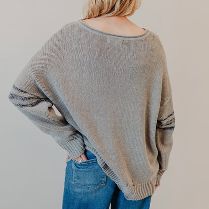 Blu Pepper | Distressed Varsity Top | Grey