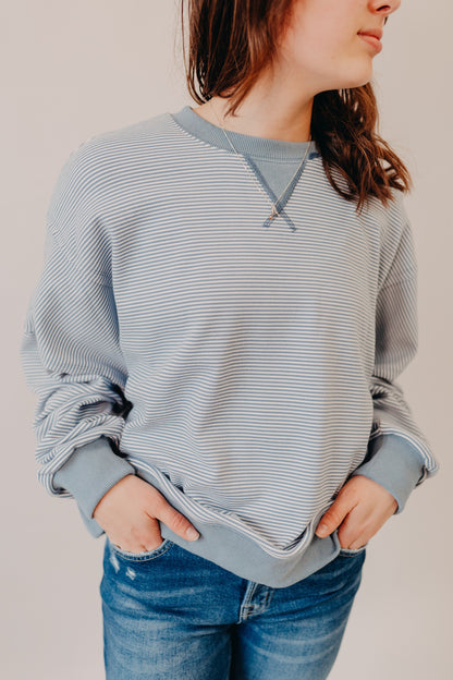 Wishlist | Striped Drop Shoulder Top | Ivory Blue