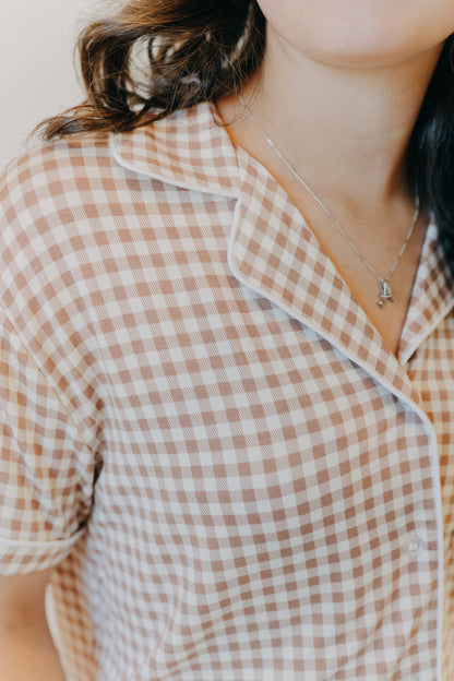 Thread & Supply | Nella Pajama Set of 2 | Ice Coffee Gingham