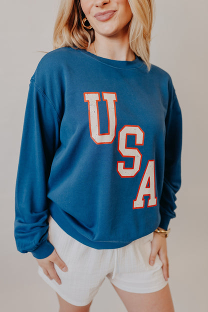 Z Supply | Americana Boyfriend Sweatshirt | True Navy
