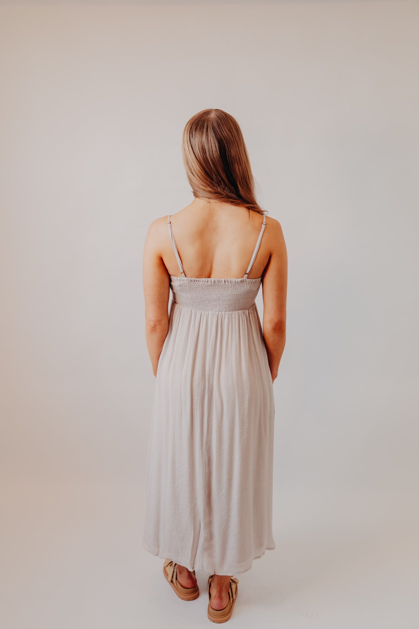 Fun2Fun | Button Detail Maxi Dress | Lt Grey