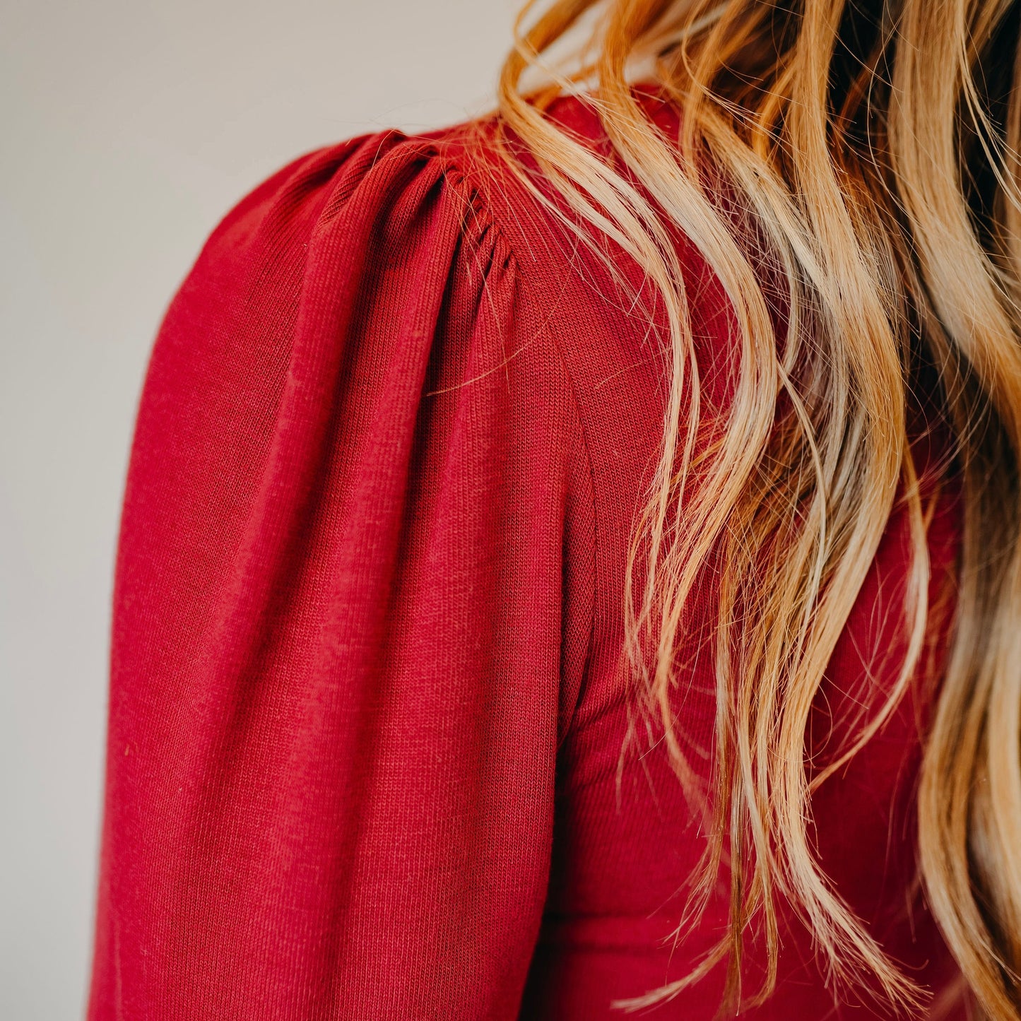 Square Neck Top with Puffed Sleeves | Burgundy