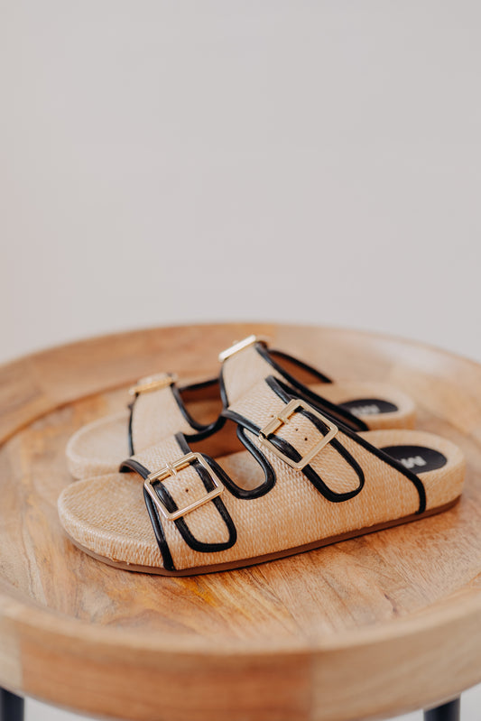MIA | Gazell Double Buckle Slide Sandals | Natural Black