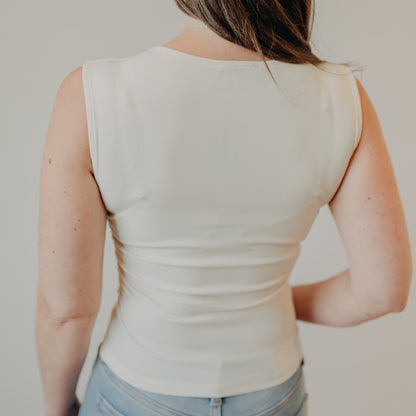 Blu Pepper | Square Neck Ruched Top | Cream