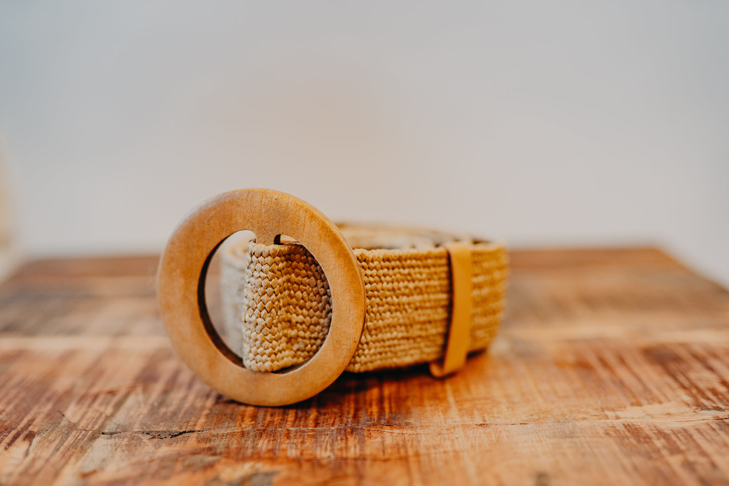 Accity | Wooden Buckle Straw Belt