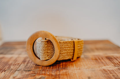 Accity | Wooden Buckle Straw Belt
