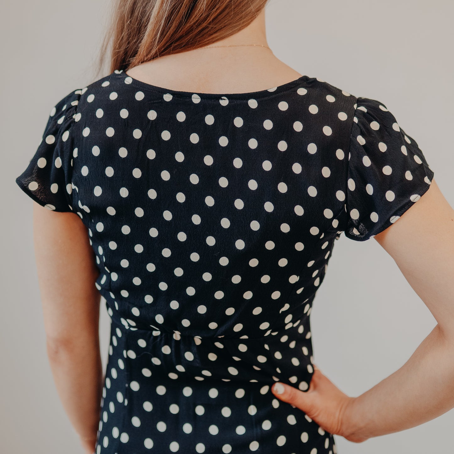 Blu Pepper | Polka Dot Midi Dress | Black
