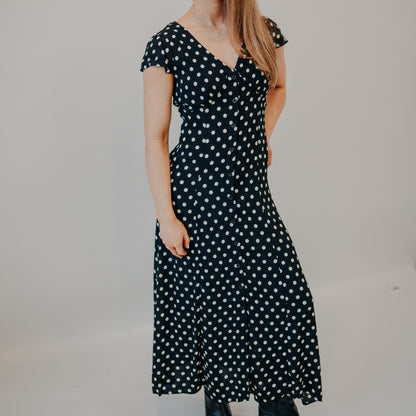 Blu Pepper | Polka Dot Midi Dress | Black