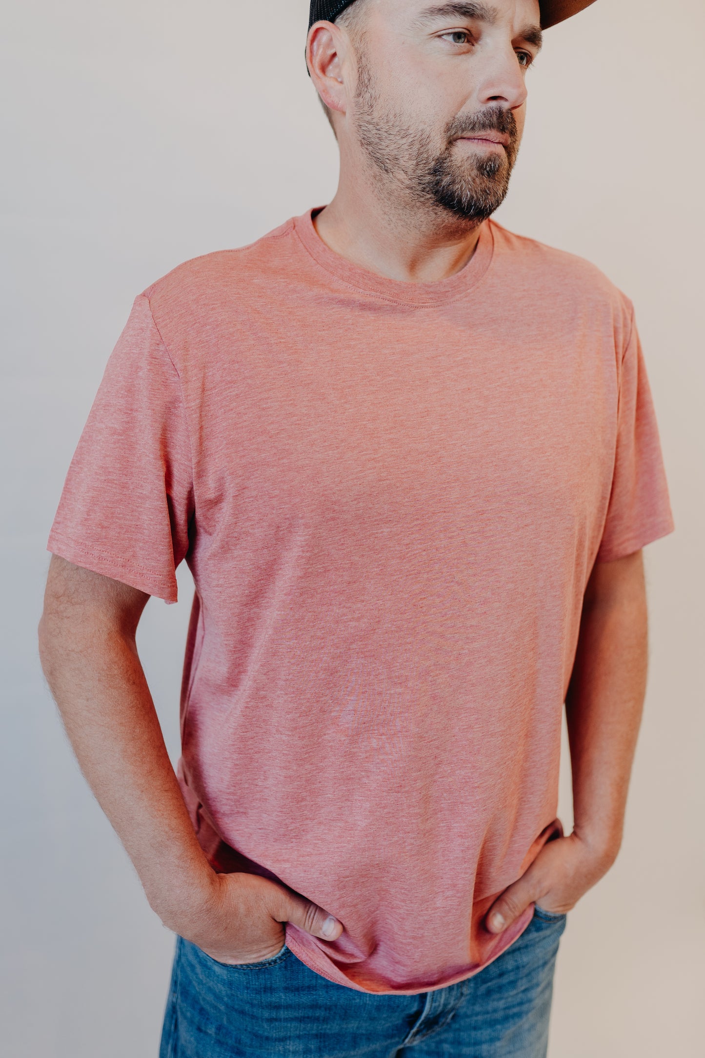 Flag & Anthem | Essential Stretch Crew Tee | Coral Heather