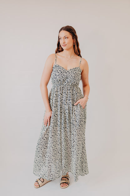 Miou Muse | Floral Print Maxi Dress | Black Multi