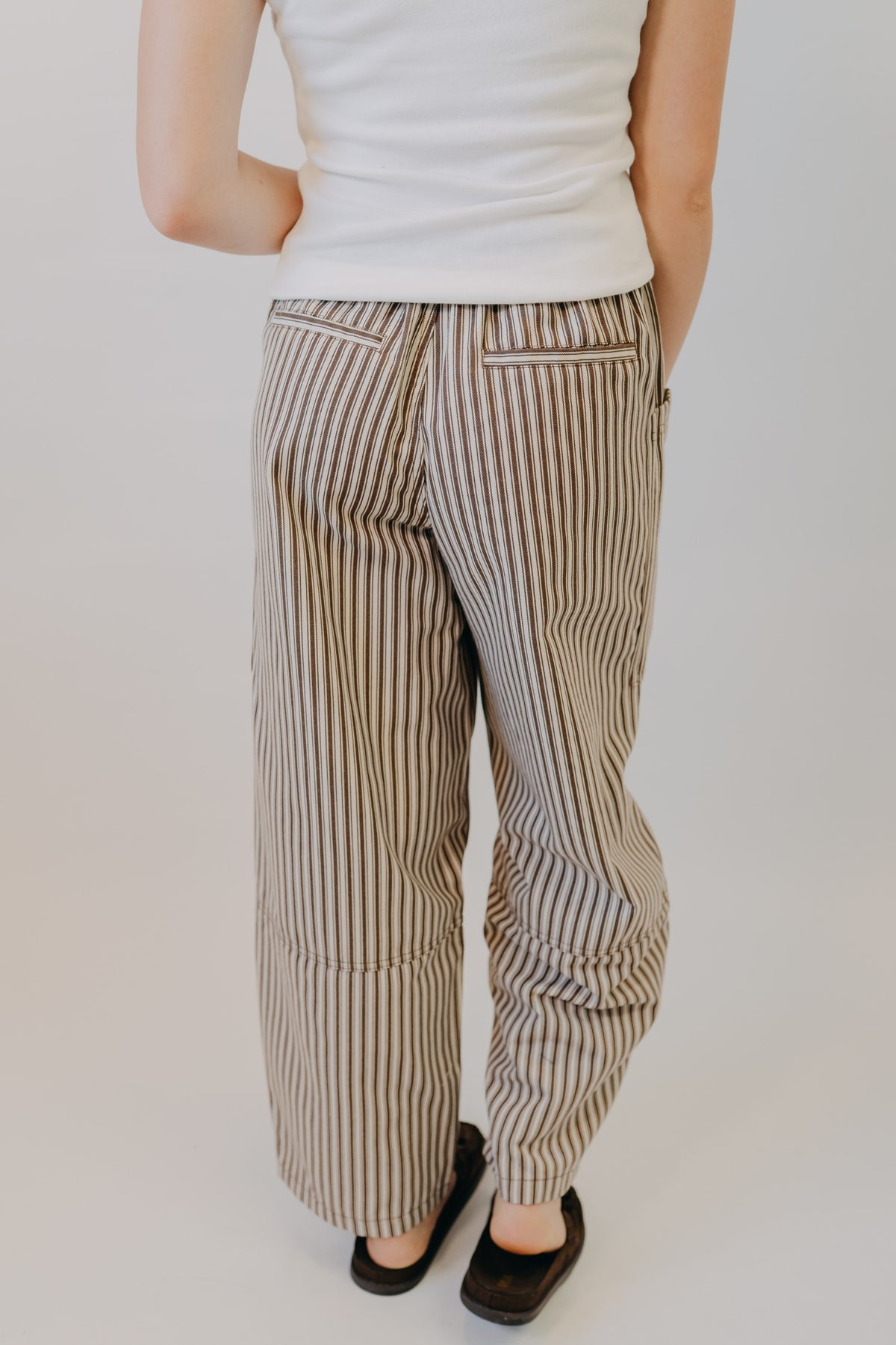 Blu Pepper | Stripe Pocket Wide Leg Pants | Brown
