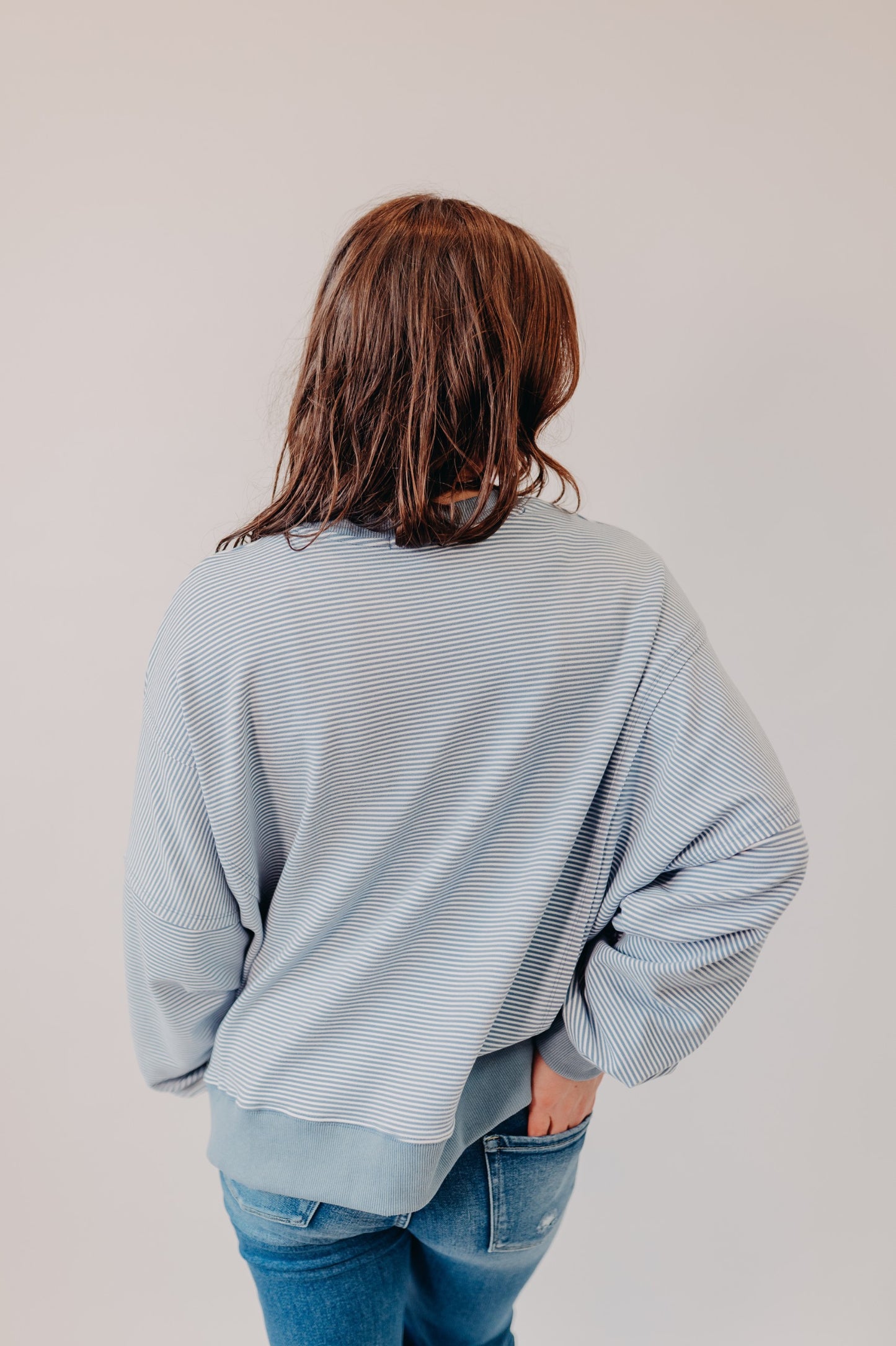 Wishlist | Striped Drop Shoulder Top | Ivory Blue