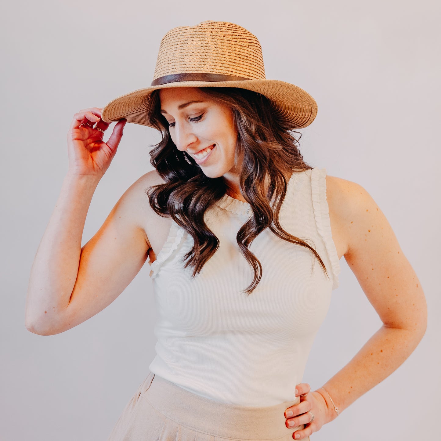 Doe & Rae | Ribbed Tank w/Ruffle Detail | Off White