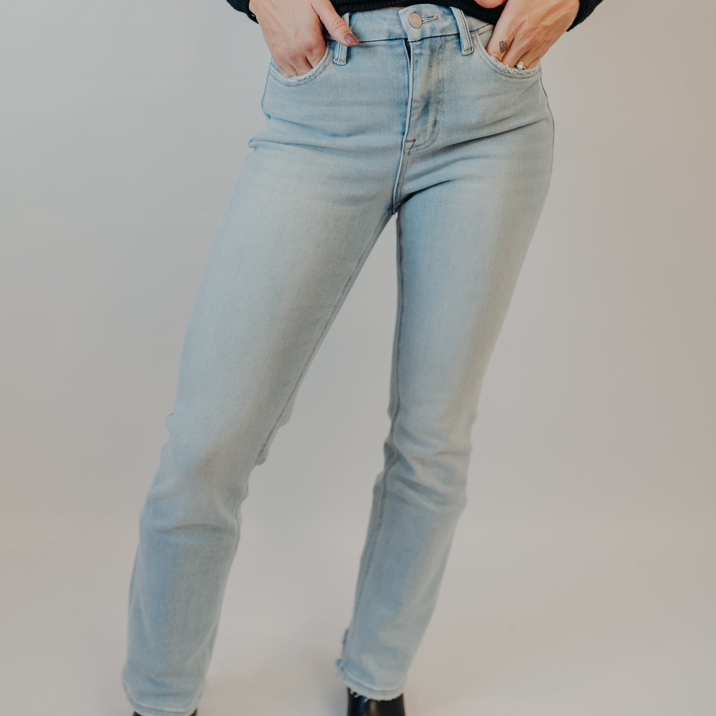 Flying Monkey | High Rise Seamless Waist Distressed Hem | Well-Connected