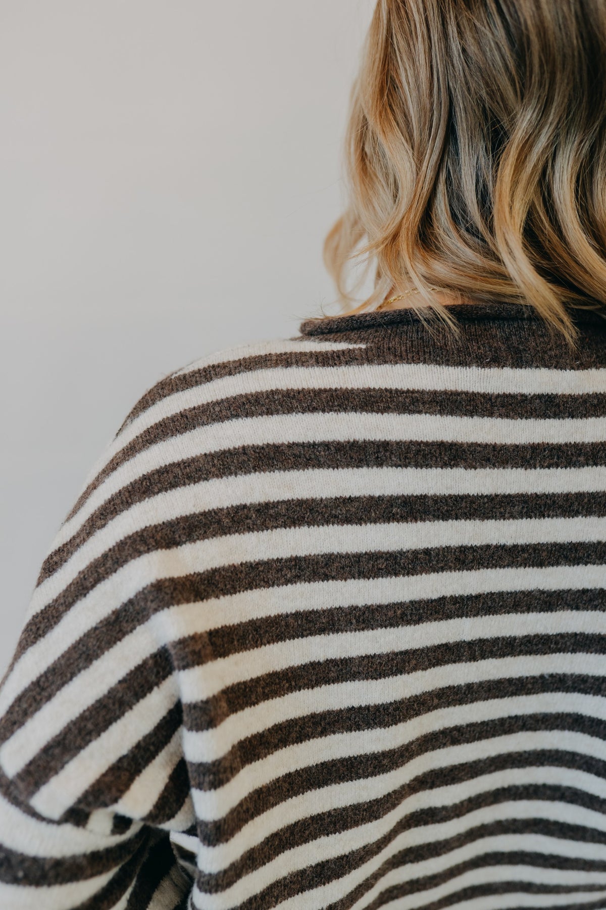 Blu Pepper | Striped Raw Edge Cardigan | Chocolate Brown