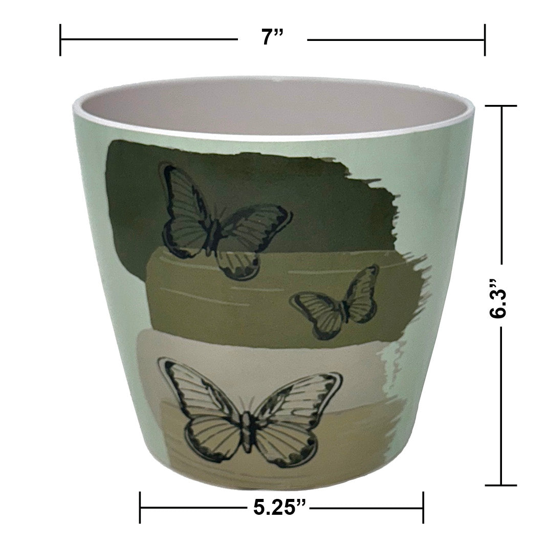 7" Butterfly Round Self-Watering Bamboo Pot