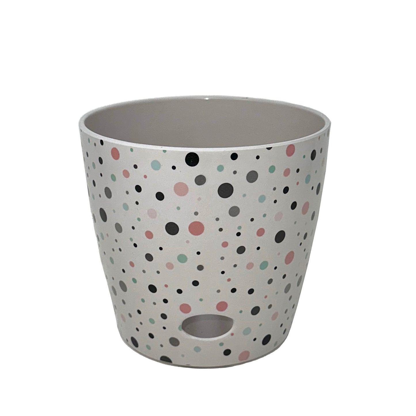 7" Dots Round Self-Watering Bamboo Pot