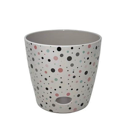 7" Dots Round Self-Watering Bamboo Pot