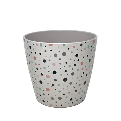 7" Dots Round Self-Watering Bamboo Pot