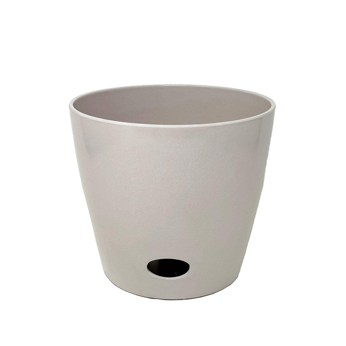 7" Cream Round Self-Watering Bamboo Pot