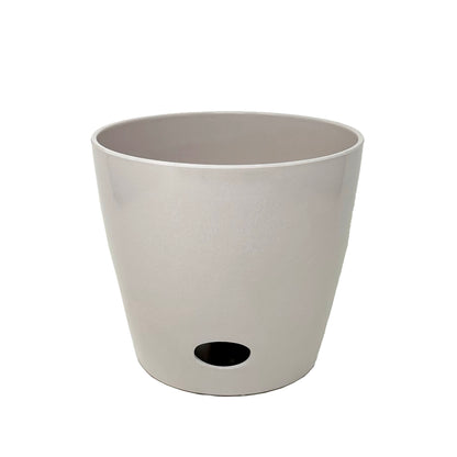 7" Cream Round Self-Watering Bamboo Pot