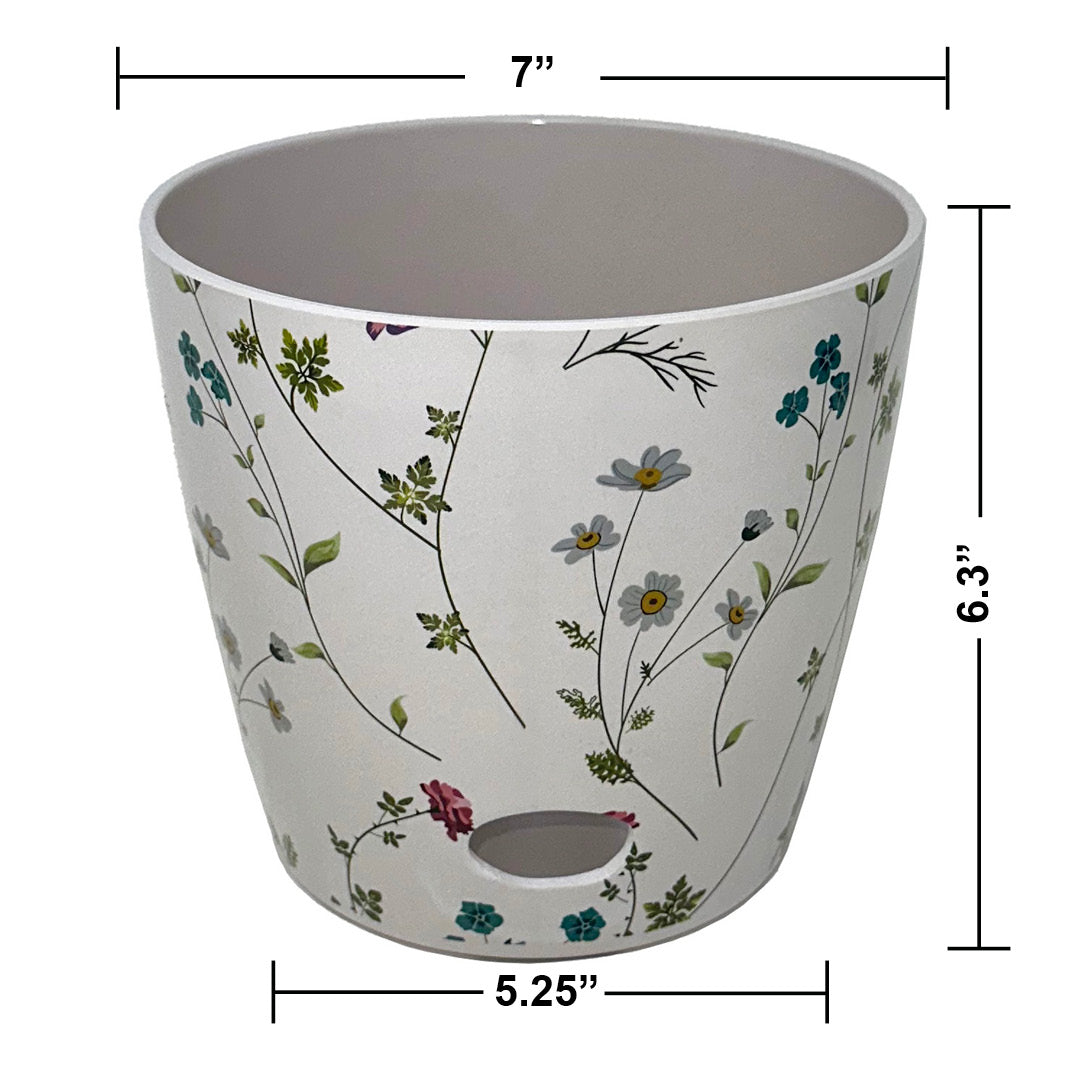 7" Wildflower Round Self-Watering Bamboo Pot