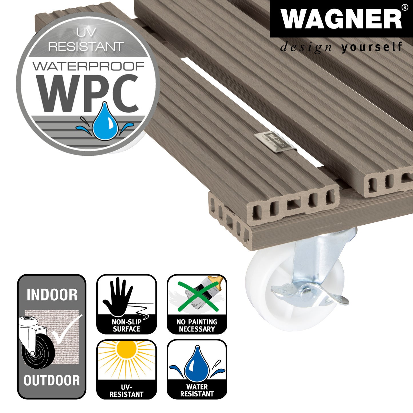 15.4" Taupe Square WPC Plant Caddy