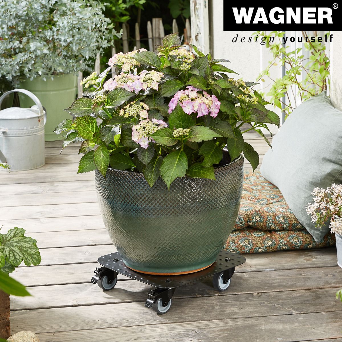11.4" Black Square Aluminum Plant Caddy
