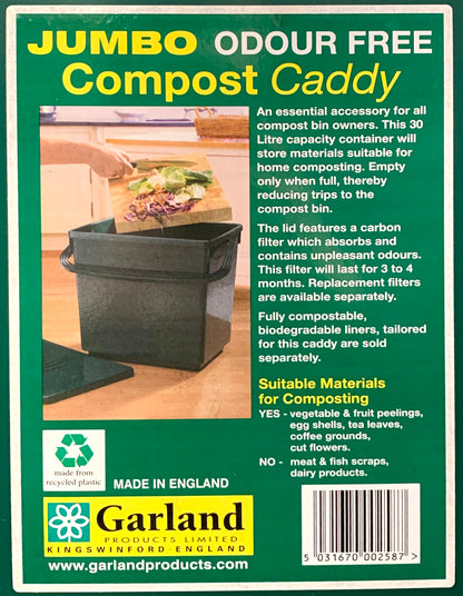 Jumbo Compost Caddy w/Repl Filters and Biodegradable Bags