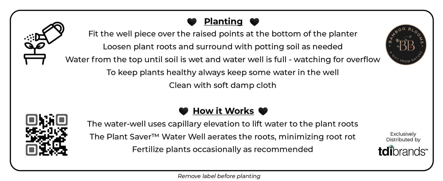 16" Black Rectangular Self-Watering Bamboo Planter