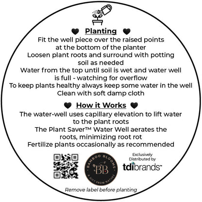 7" Dots Round Self-Watering Bamboo Pot