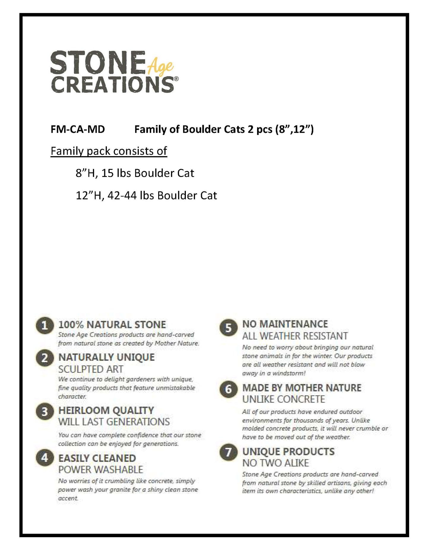 Family of Boulder Cats 2 Pcs 8"12"