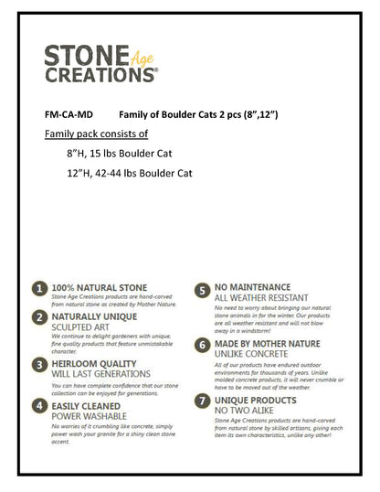 Family of Boulder Cats 2 Pcs 8"12"
