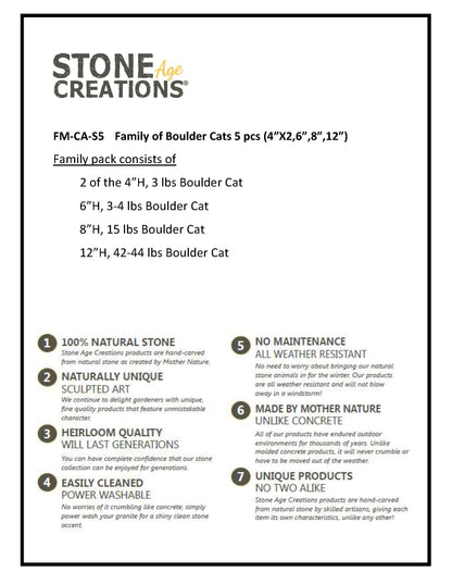 Family of Boulder Cats 5 Pcs 4"x26"8"12"