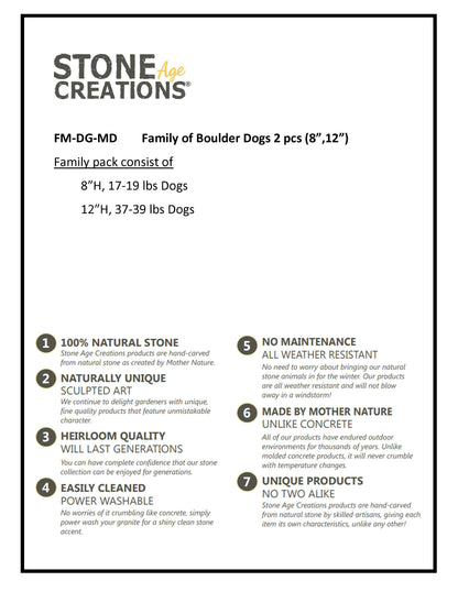 Family of Boulder Dogs 2 Pcs 8"12"