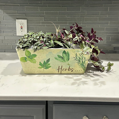 16" Herbs Rectangular Self-Watering Bamboo Planter