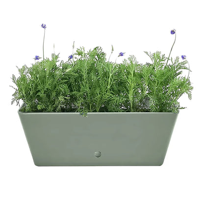 16" Sage Green Rectangular Self-Watering Bamboo Planter