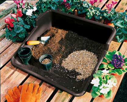 Black Tidy Tray with Stainless Steel Trowel and Cultivator