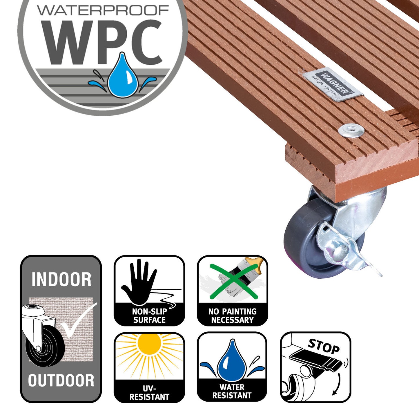 11.4" Terra Cotta Square WPC Plant Caddy
