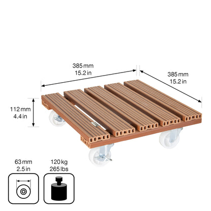 15.4" Terra Cotta Square WPC Plant Caddy