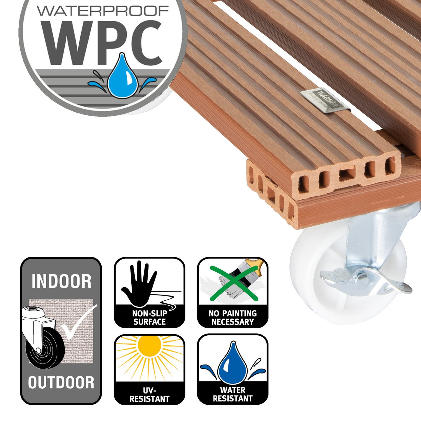 15.4" Terra Cotta Square WPC Plant Caddy