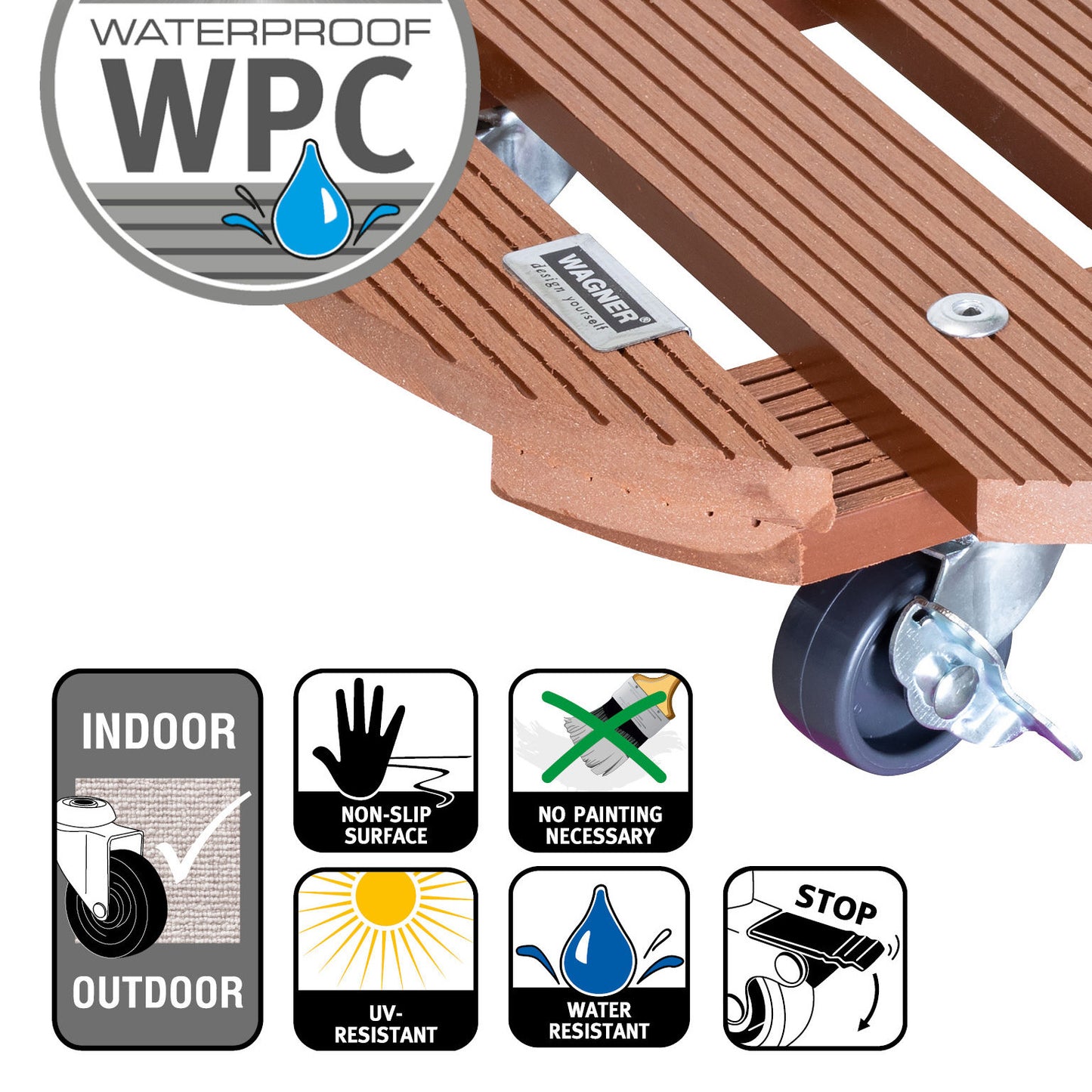 11.4" Terra Cotta Round WPC Plant Caddy