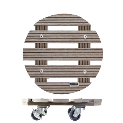 11.4" Taupe Round WPC Plant Caddy