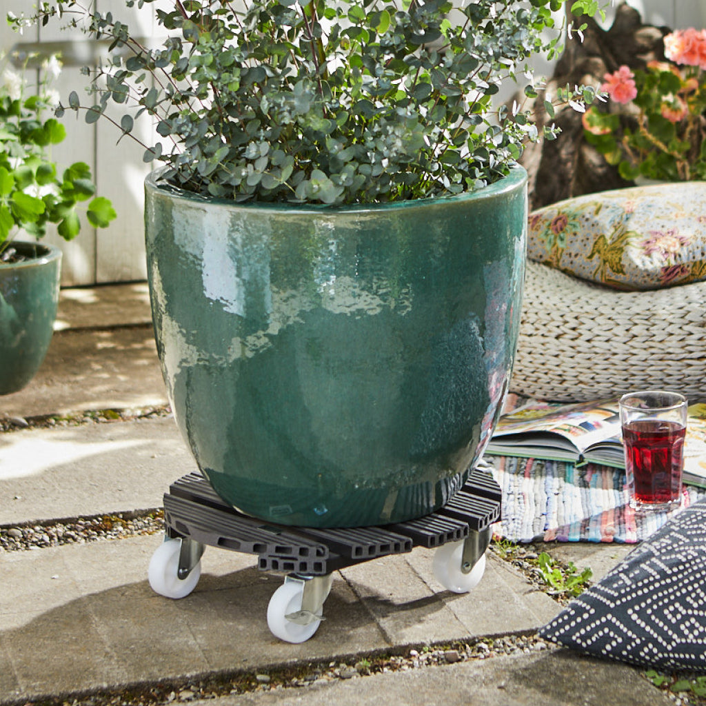 15.1" Gray Round WPC Plant Caddy